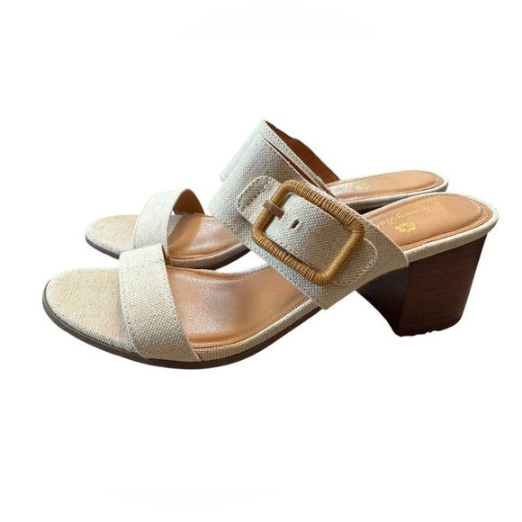 Tommy Bahama Trista Linen Block Heel Sandals Size 8.5 - Picture 3 of 8